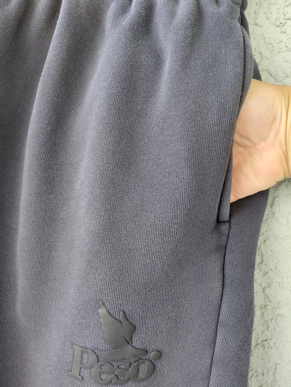 Peso Charcoal Gray Fleece Sweat Shorts Size Small Drawstring Lounge Streetwear - Picture 4 of 9